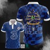 Look sharp on game day in the Chelsea FC Blue UEFA Champions League Polo Shirt, featuring the iconic team logo