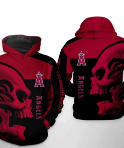 Los Angeles Angels MLB 3D All-Over Print Punisher Skull Zipper Hoodie