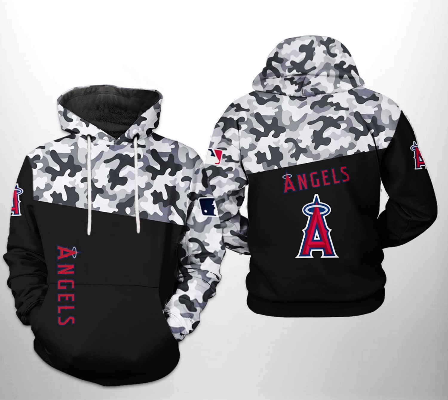 Los Angeles Angels US Flag Camo Veteran 3D Hoodie Zipper Hoodie with Custom Design
