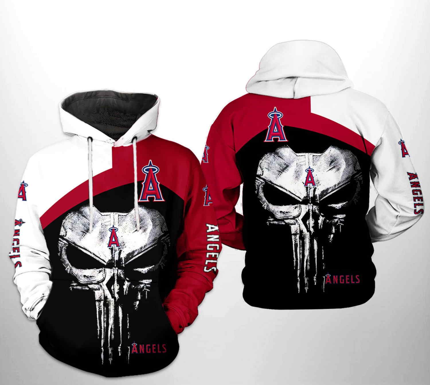Los Angeles Dodgers 3D All-Over Print Skull on Fire Hoodie
