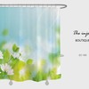 Lotus Flowers Shower Curtain, Blue Summer Floral Bathroom Decor with Waterproof Washable Bath Curtain