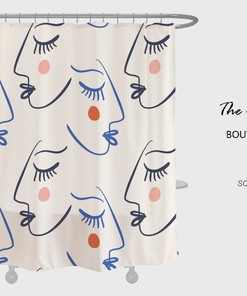 Lovely Girl Face Print Shower Curtain - Modern Art Bathroom Decor - Waterproof and Washable with Custom Sizes