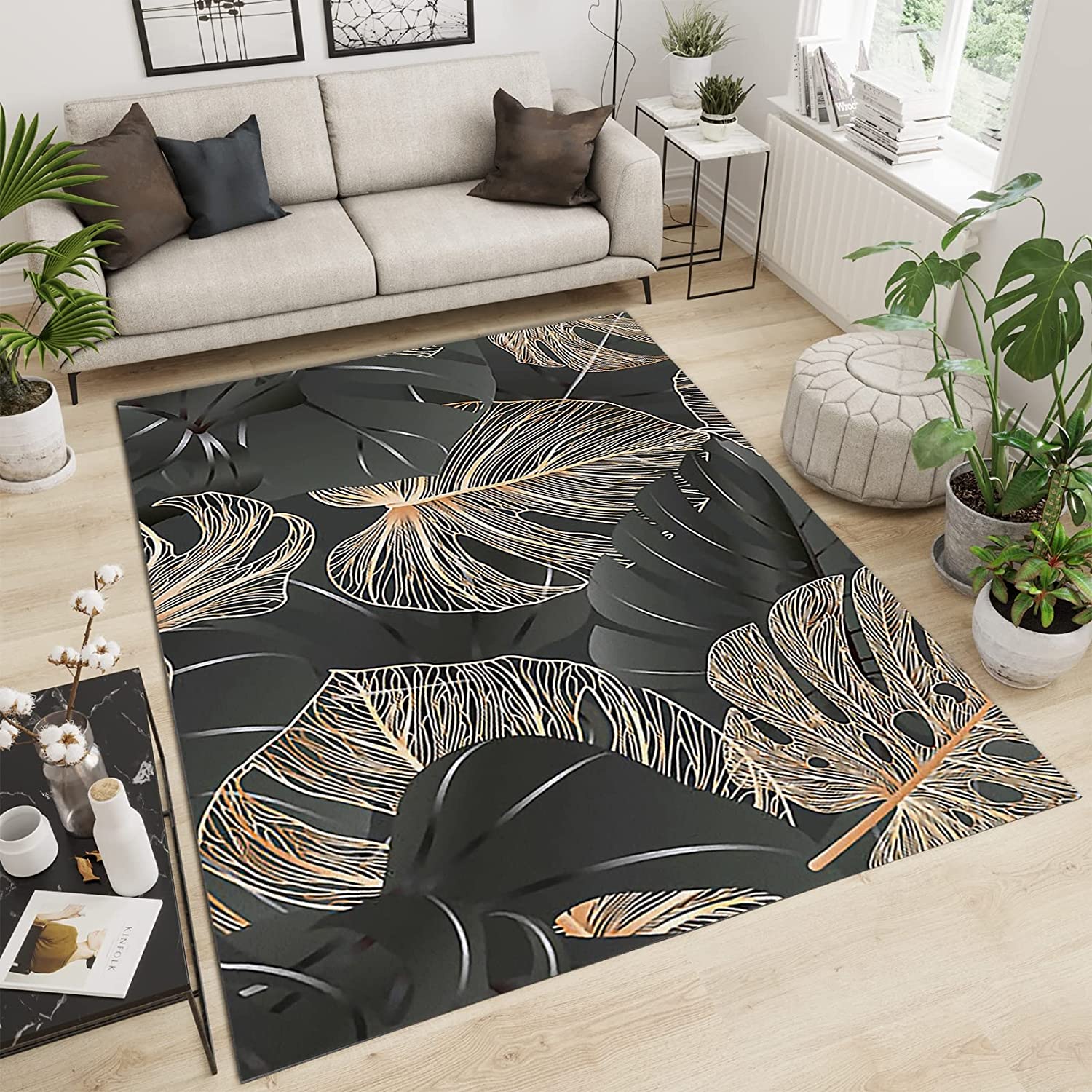 Low-Pile Distressed Boho Tribal Area Rug - Persian Throw Rug for Indoor Décor