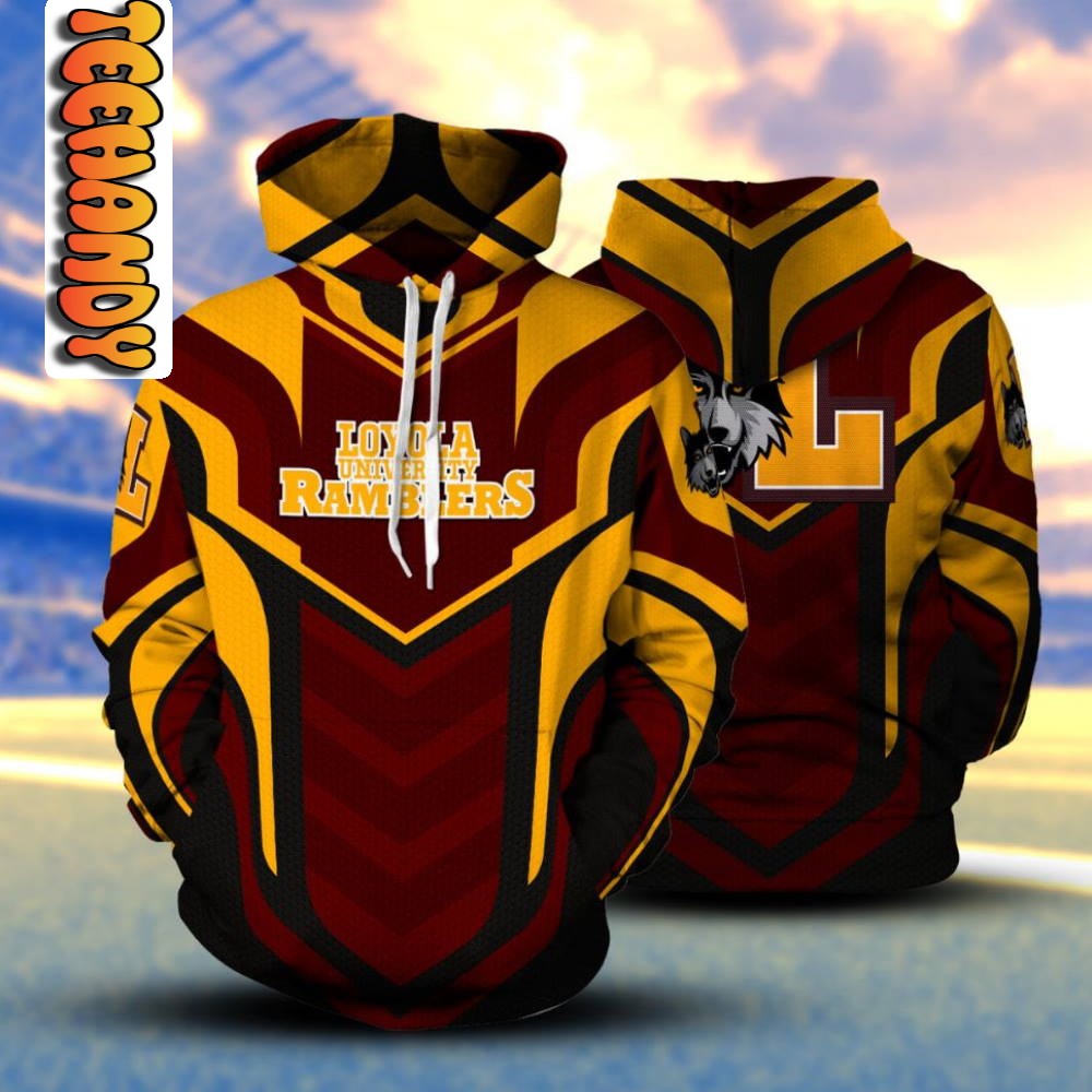 Loyola Ramblers Men's Basketball All Over Print 3D Hoodie with Team Logo