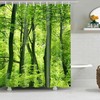 Lush Green Rainforest Shower Curtain, Nature Inspired Bathroom Decor, Linen Curtain for Home