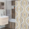 MCM Gold, Gray, and Silver Abstract Shower Curtain - Minimalist Design for Mid Century Modern Bathroom Decor