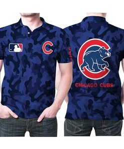 MLB Chicago Cubs Camo Pattern Polo Shirt with Athleisure Design