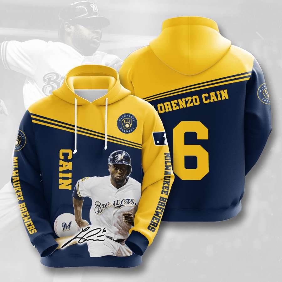 MLB Milwaukee Brewers All Over Print Hoodie with 3D Graphics