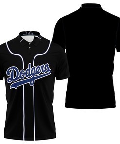 Majestic Los Angeles Dodgers Inspired Polo Shirt with Blank 2020 MLB Player Black Jersey Style
