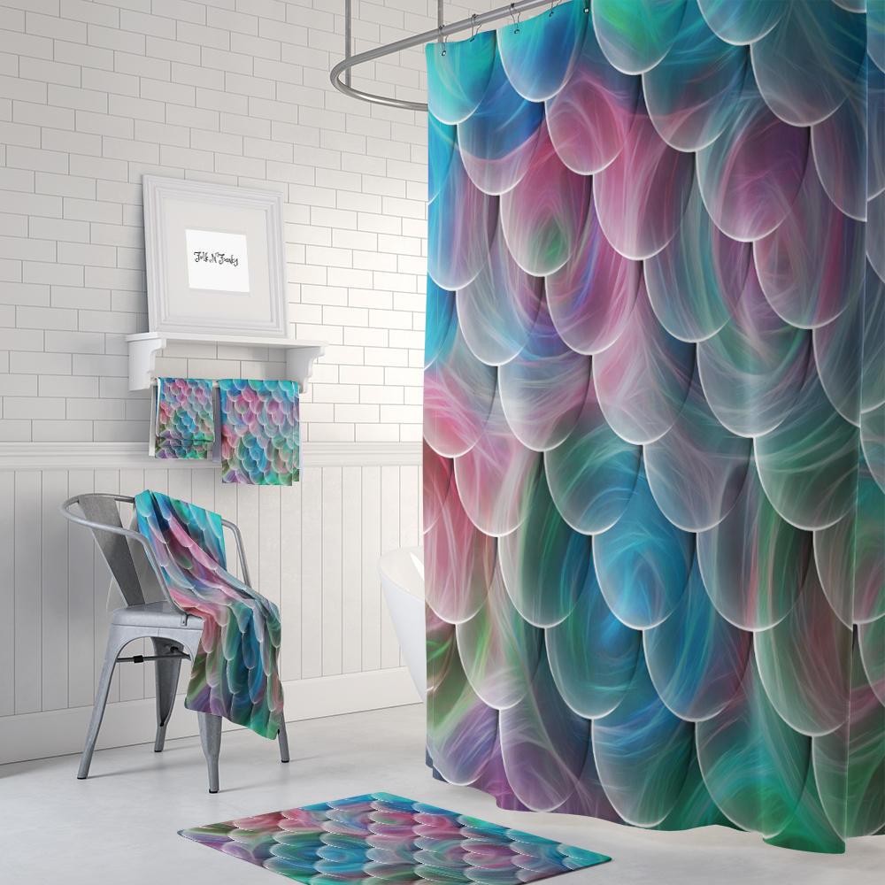 Majestic Mermaid Scale Pattern Shower Curtain, A Mystical Addition to Your Bathroom