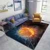 Make a Statement with Personalized Basketball Ball on Fire and Water Area Rug - Non-Slip Doormat