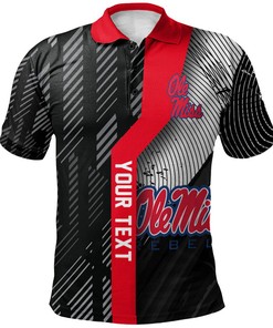 Make a Statement with the NCAA Ole Miss Rebels Blue and Black Polo Shirt with Your Own Text and Number