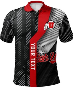 Make a Statement with the NCAA Utah Utes Black and Red Polo Shirt with Your Own Text and Number