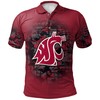 Make a Statement with the NCAA Washington State Cougars Red Camo Vintage Polo Shirt with Your Own Text and Number