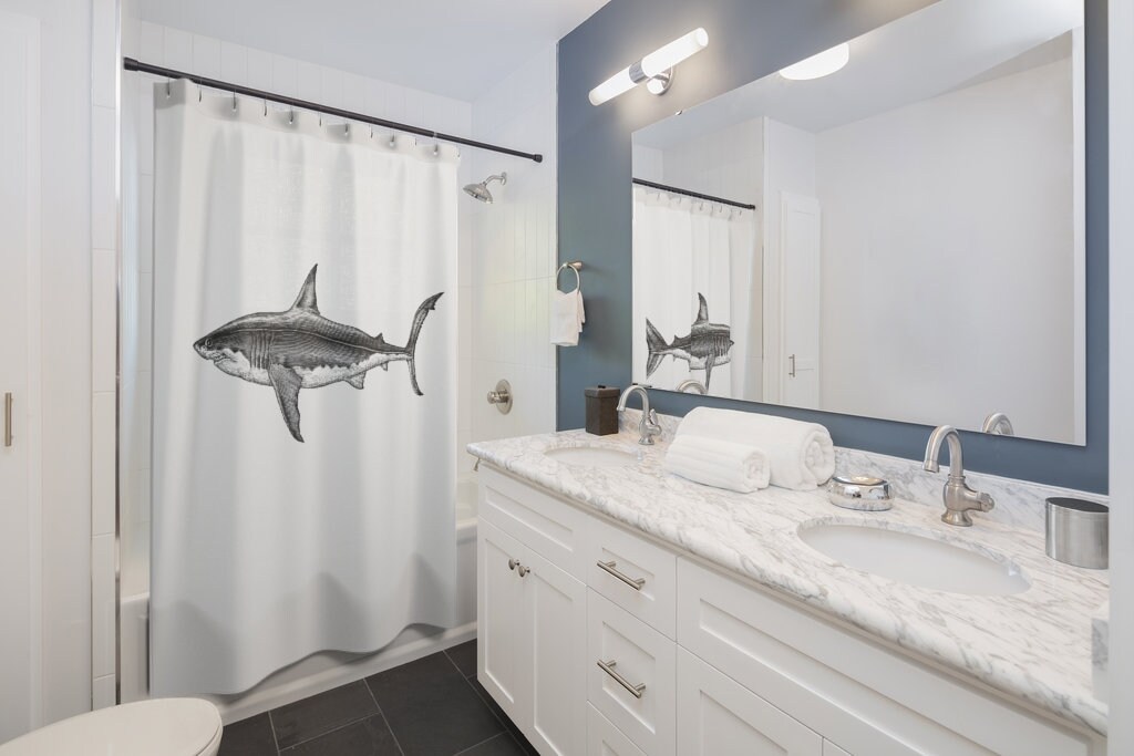 Make a bold statement with this Shark Week Jaws Shower Curtain - Image 2