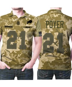 Make a statement with a Camouflage 3D Polo Shirt featuring Buffalo Bills' Jordan Poyer #21.