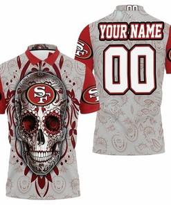 Make your Halloween outfits pop with this San Francisco 49ers Sugar Skull for Fans Personalized 3D Polo Shirt