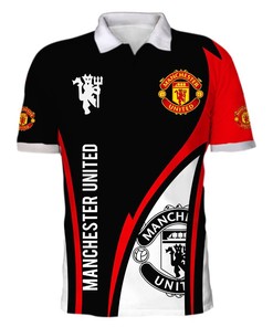 Manchester United Red Black Polo Shirt with Unique Detailing