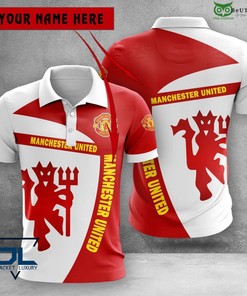 Manchester United Red White Mascot Polo Shirt in Breathable Fabric