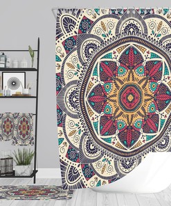Mandala Boho Shower Curtain Bathroom Decor with Vintage Shower Curtains Print