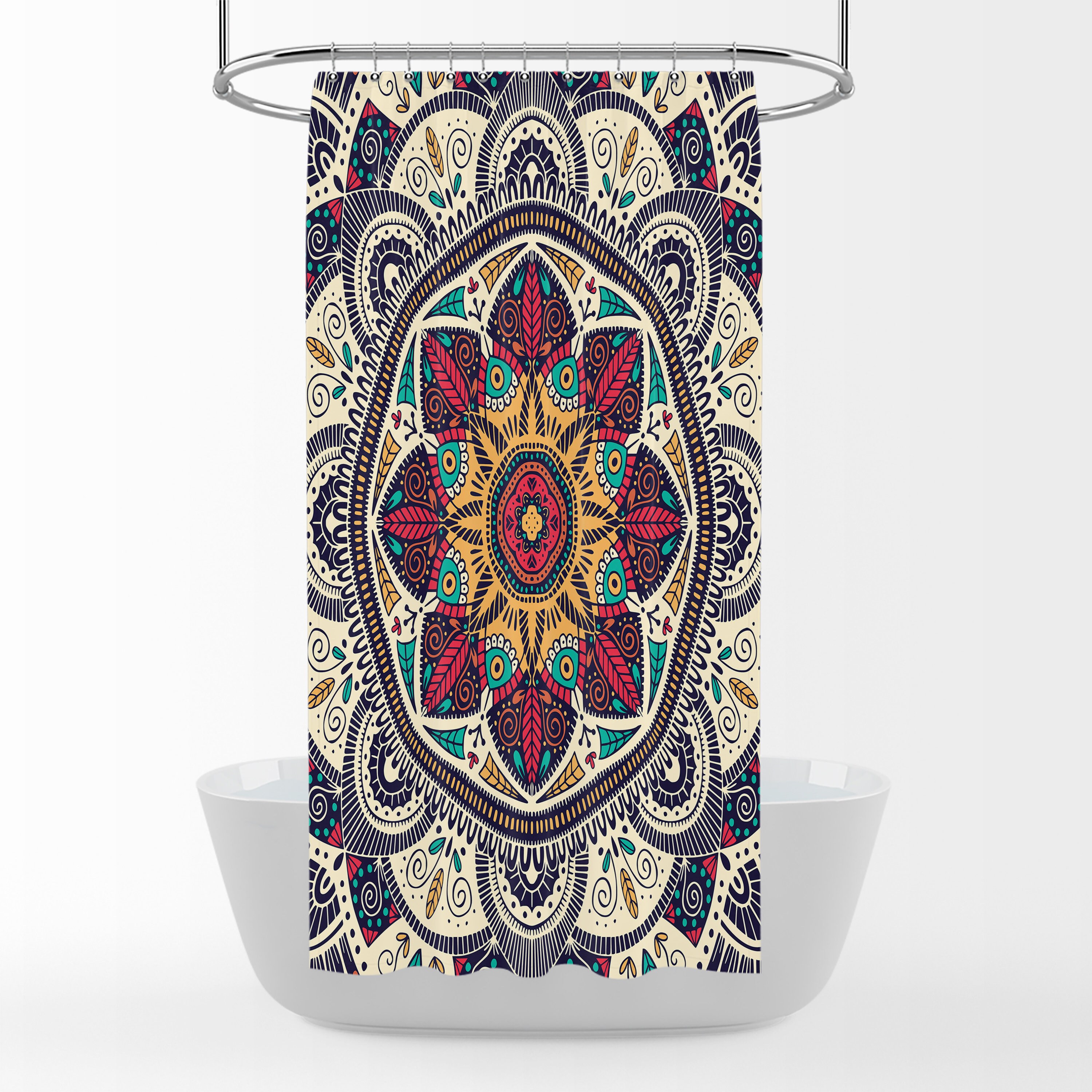 Mandala Boho Shower Curtain Bathroom Decor with Vintage Shower Curtains Print - Image 2