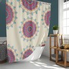 Mandala Floral Shower Curtain | Purple Geometric Line Flowers | Fabric Bathroom Curtain Set
