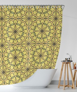 Mandala Yellow Boho Shower Curtain / Oriental Bath Curtain / Eclectic Bathroom Decor / New Home Gift