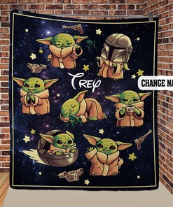 Mandalorian Baby Yoda Fleece Quilt Disney Blanket, Perfect for Star Wars Fans