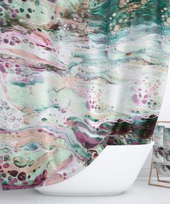 Marble Abstract Shower Curtain Set with Optional Bath Towels, Bath Mat, and Boho Bathroom Decor
