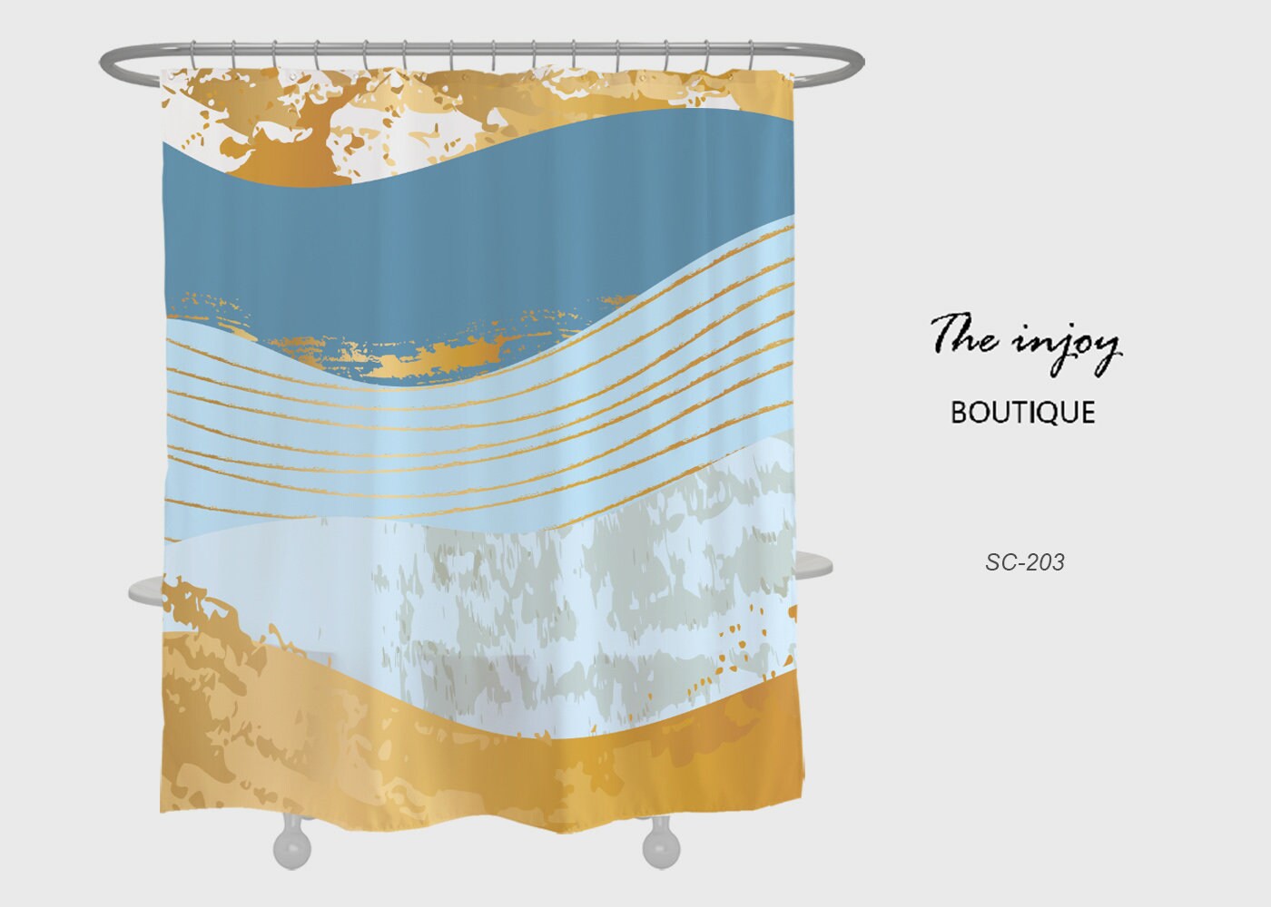 Marble Texture Modern Art Shower Curtain - Waterproof and Washable - Customized Sizes Curtains for Home Decor