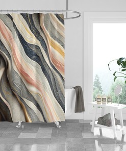 Marbled Rock Abstract Shower Curtain with Optional Matching Towels and Mat for Natural and Unique Bathroom Decor