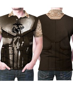Marine Punisher Skull Armour Polo Shirt: Gift idea for Veteran Lovers