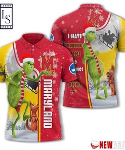 Maryland Terrapins Grinch Steals Christmas with Breathable Fabric 3D Polo Shirt