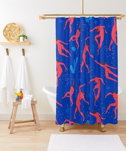 Matisse Boho Body Patterns Blue Shower Curtain - Artistic and Eco-Friendly - Waterproof for Bathroom Decor with Hooks!