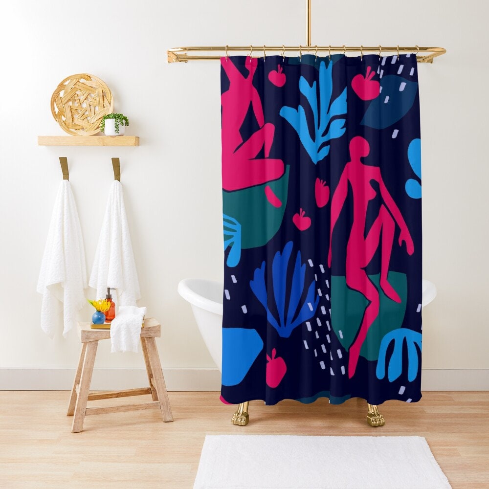 Matisse Boho Shower Curtain - Artistic and Eco-Friendly - Waterproof Bathroom Decor with Hooks! - Image 4