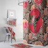 Maximalist Boho Shower Curtain with Leopard Floral Bull Skull Design, and Optional Bathroom Set
