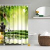 Meditation relaxation candle mindfulness Shower Curtain | Zen stones & bamboo fabric Bathroom Curtain