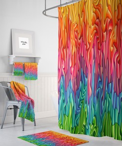 Melting Wax Boho Shower Curtain with Bold Design Options