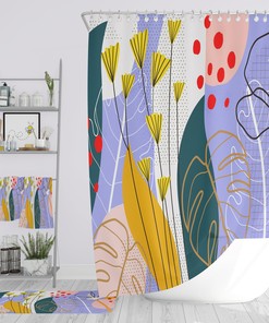 Memphis Abstract Shower Curtain with Optional Bath Towels and Mat for Unique and Quirky Bathroom Decor