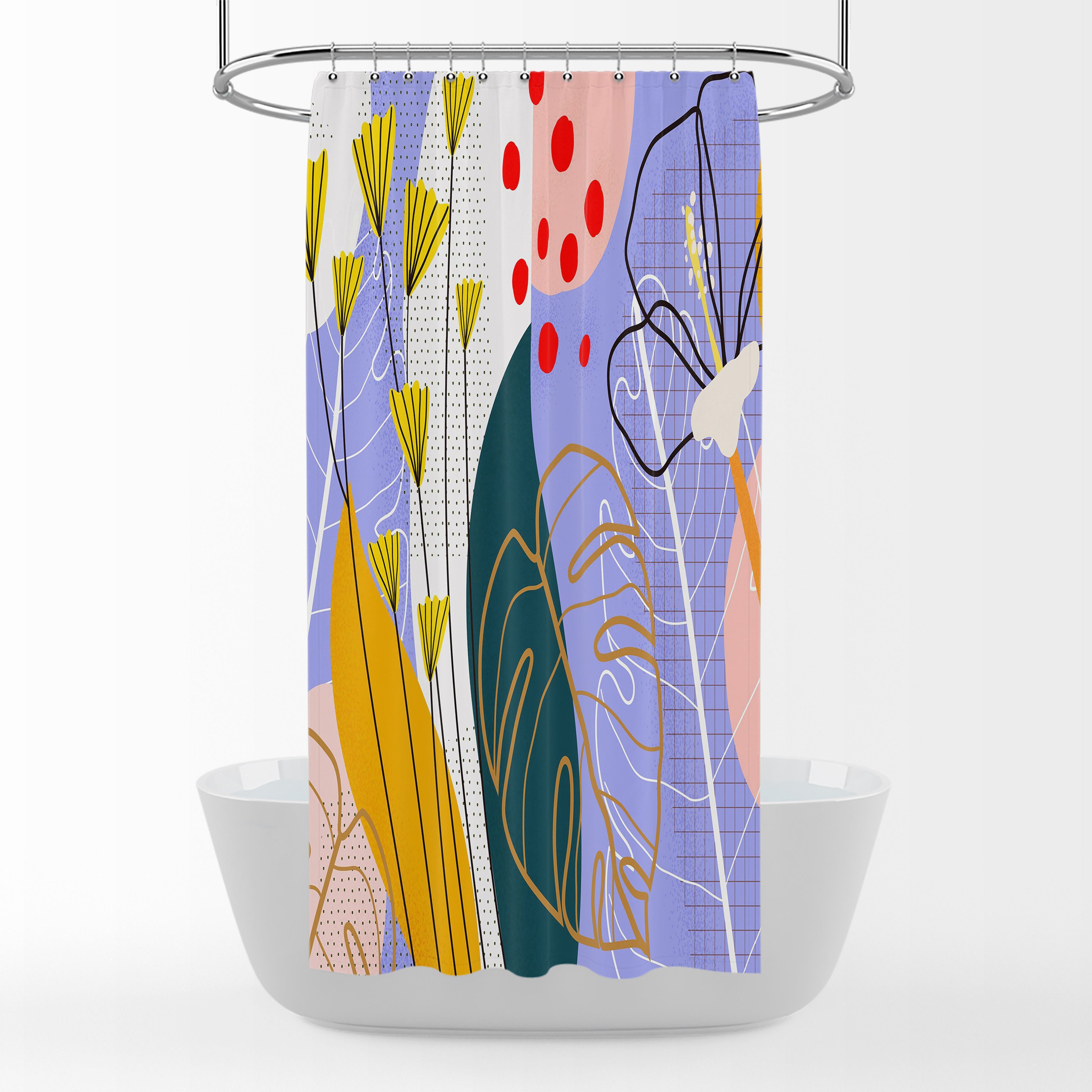 Memphis Abstract Shower Curtain with Optional Bath Towels and Mat for Unique and Quirky Bathroom Decor - Image 3