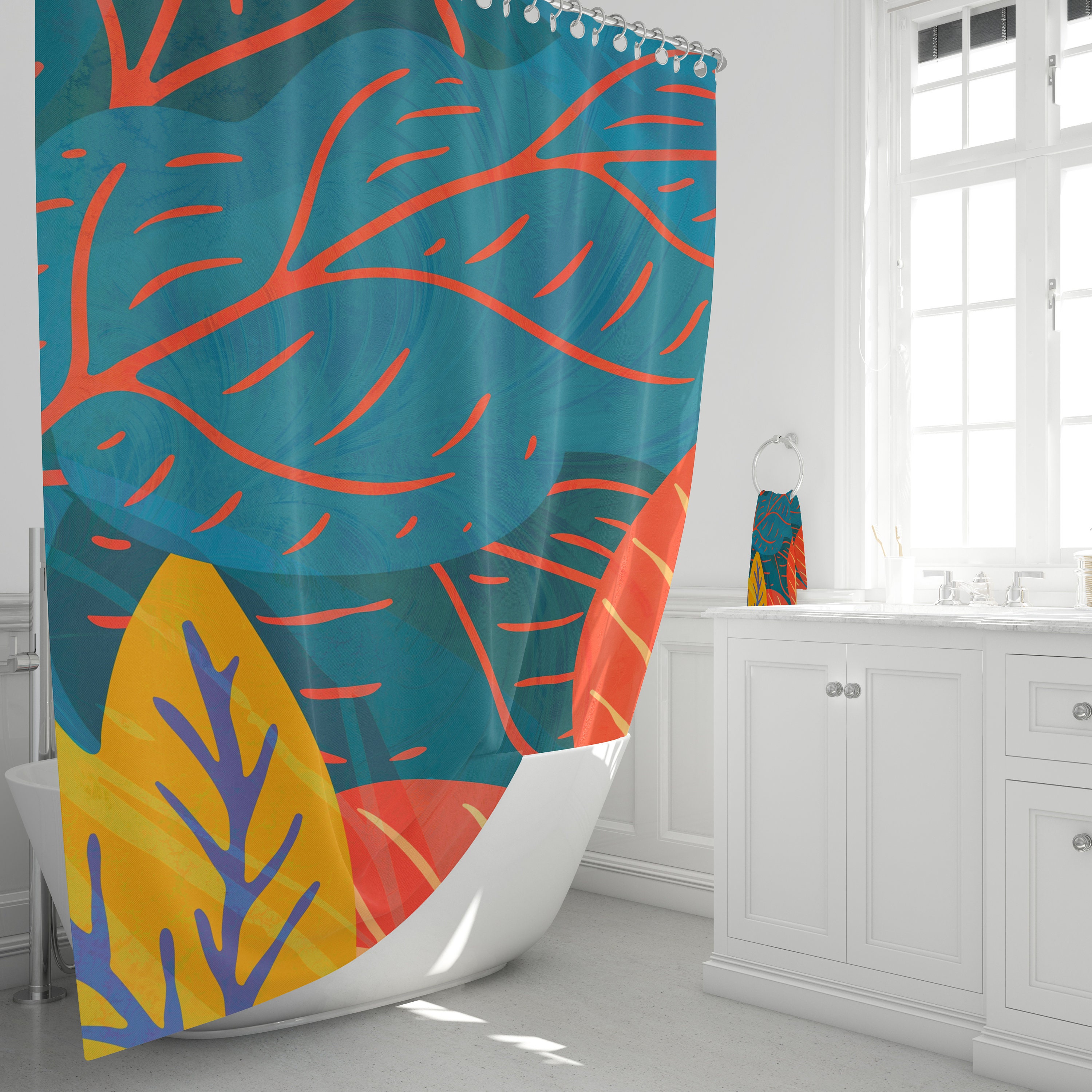 Memphis Autumn Shower Curtain with Fall Bath Accessories
