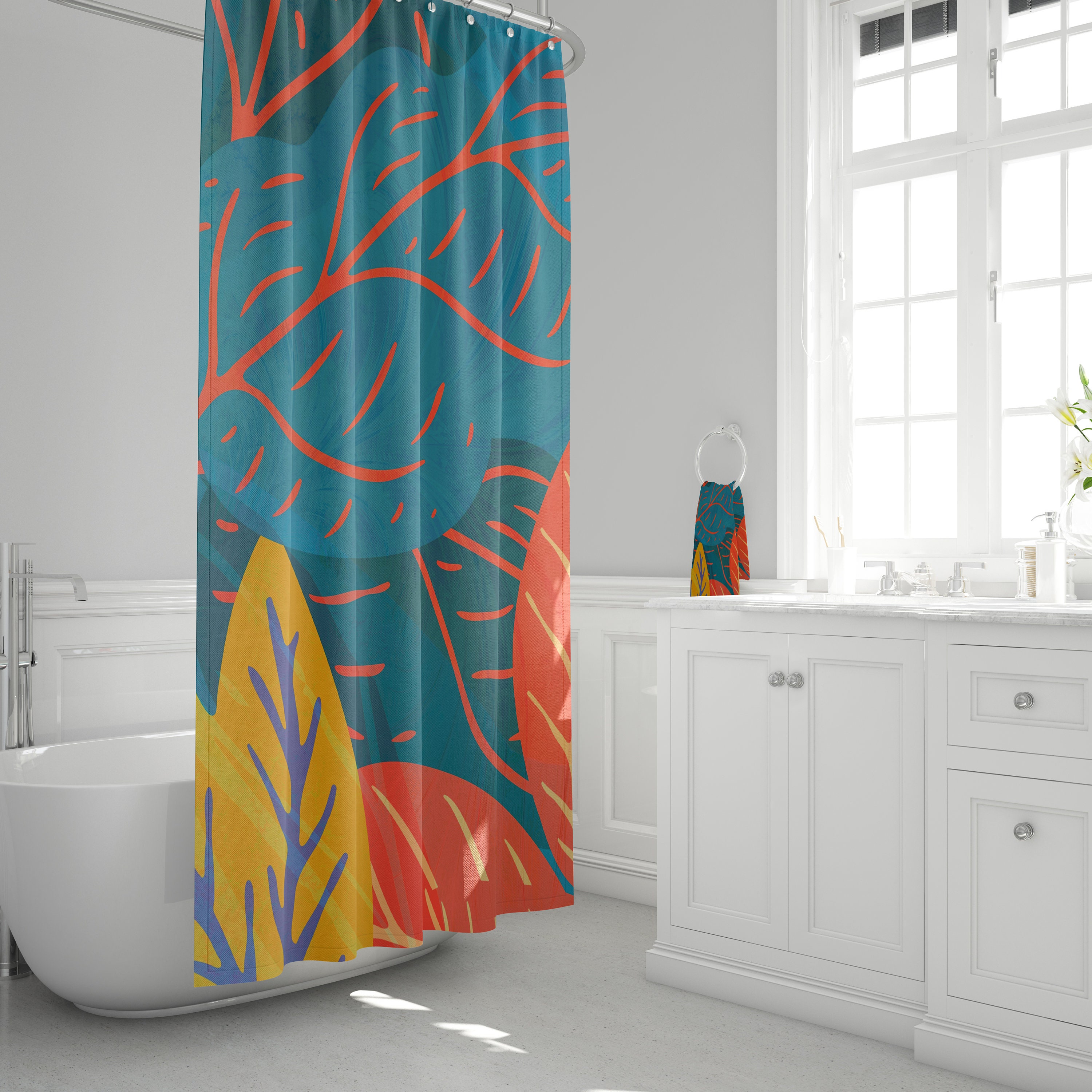 Memphis Autumn Shower Curtain with Fall Bath Accessories - Image 3