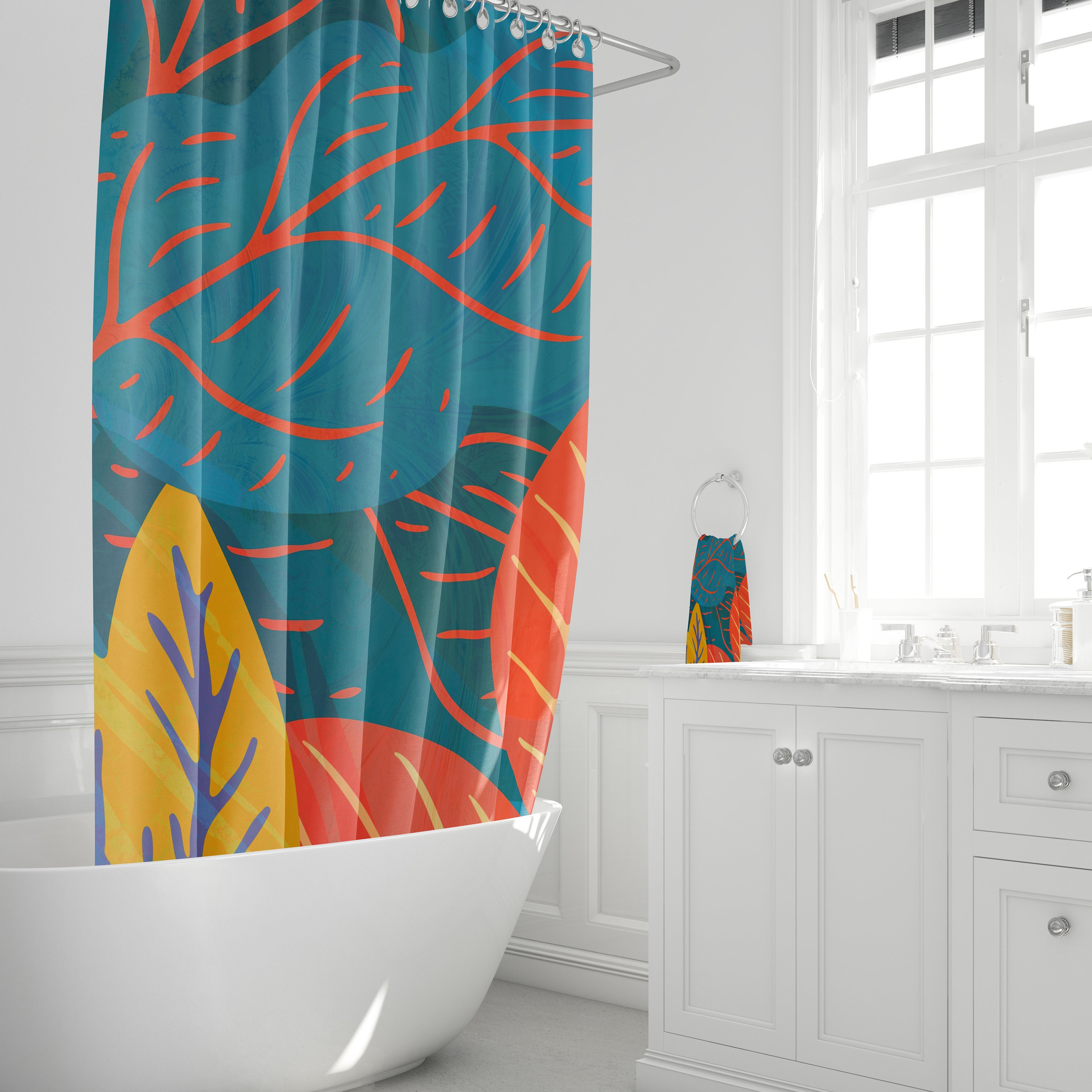 Memphis Autumn Shower Curtain with Fall Bath Accessories - Image 4