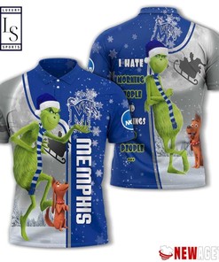 Memphis Tigers Grinch Steals Christmas with Personalized 3D Polo Shirt