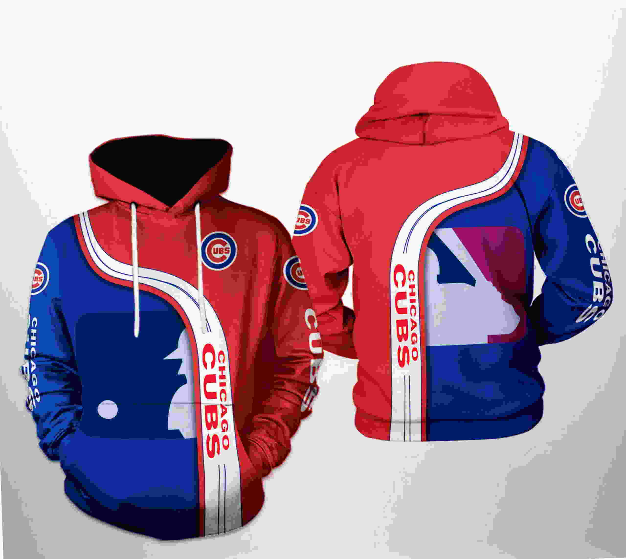 Men's Chicago Cubs All Over Print 3D Hoodie - Custom Design Available