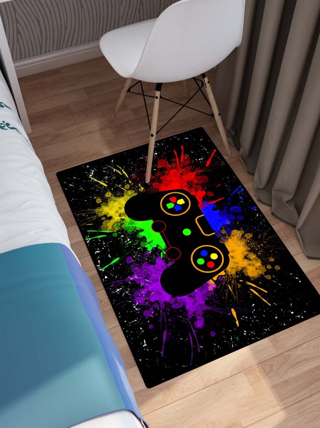 Mens Gaming Graffiti Art Design Game Area Rug for Bedroom