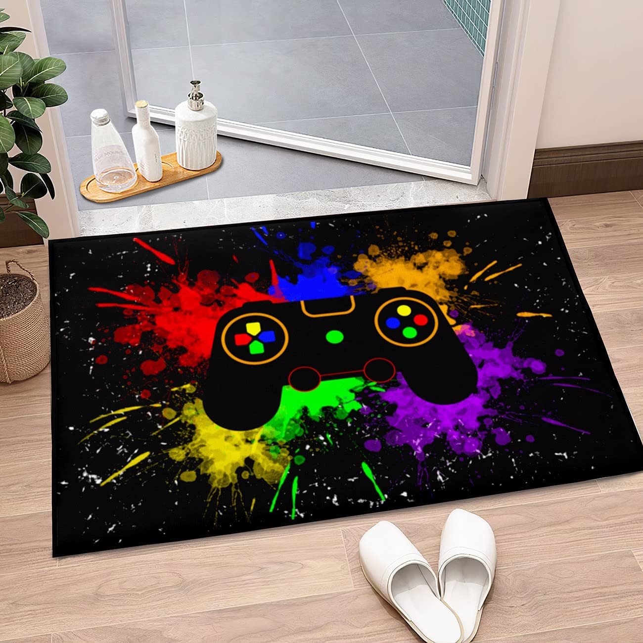 Mens Gaming Graffiti Art Design Game Area Rug for Bedroom - Image 2