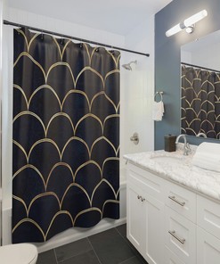 Mermaid Fish Scale Blue Shower Curtain, Ocean Theme Shower Curtain, Beach House Bathroom