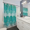 Mermaid Fish Scale Teal and White Shower Curtain, Ocean Theme Shower Curtain, Beach House Bathroom