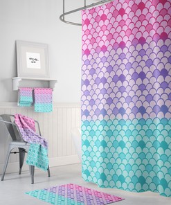 Mermaid Scale Shower Curtain with Optional Bath Set, Make Your Bathroom Radiant
